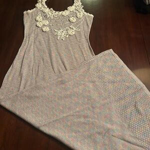 LoveShackFancy Cream and Multicolor Knit dress